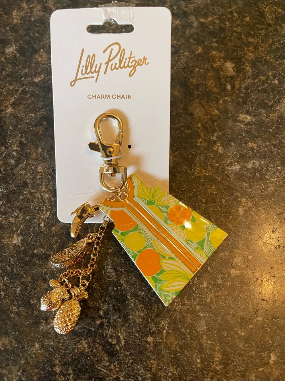 Lilly Pulitzer Gold-tone Citrus Pineapple Charm Keychain